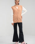 100% Lambswool Sleeve Less Cardigan