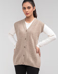 100% Lambswool Sleeve Less Cardigan
