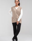 100% Lambswool Sleeve Less Cardigan