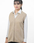 100% Lambswool Sleeve Less Cardigan