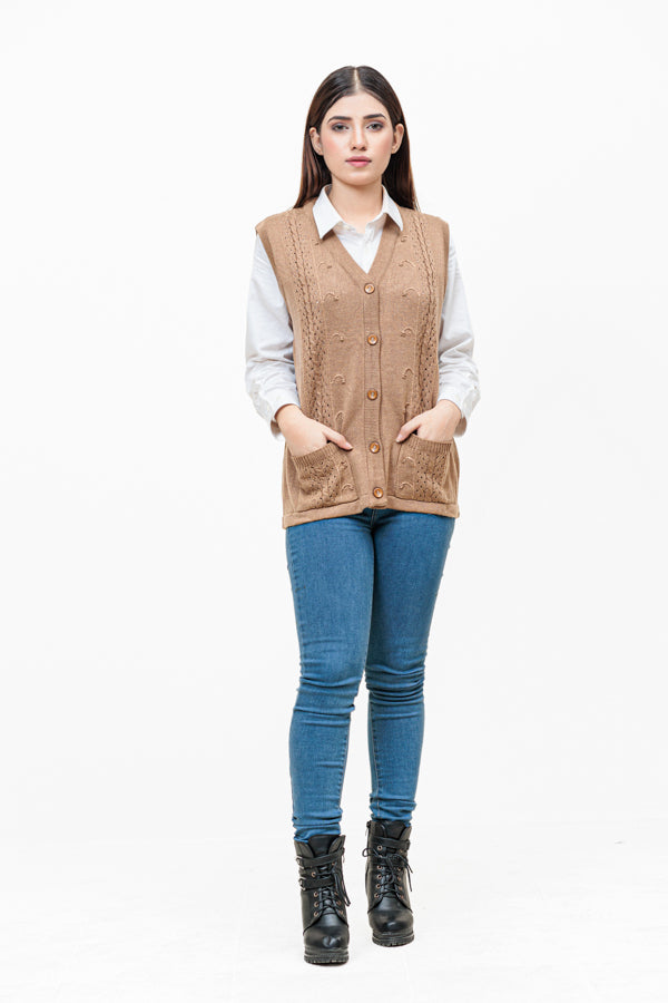 Acrylic Wool Sleeveless Cardigan The Oxford Store