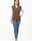 100% Lambswool Sleeve Less Cardigan