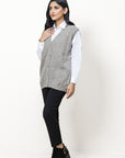 100% Lambswool Sleeve Less Cardigan