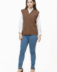 100% Lambswool Sleeve Less Cardigan