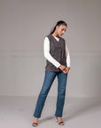 Acrylic Wool Sleeve Less Cardigan