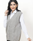 100% Lambswool Sleeve Less Cardigan