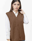 100% Lambswool Sleeve Less Cardigan