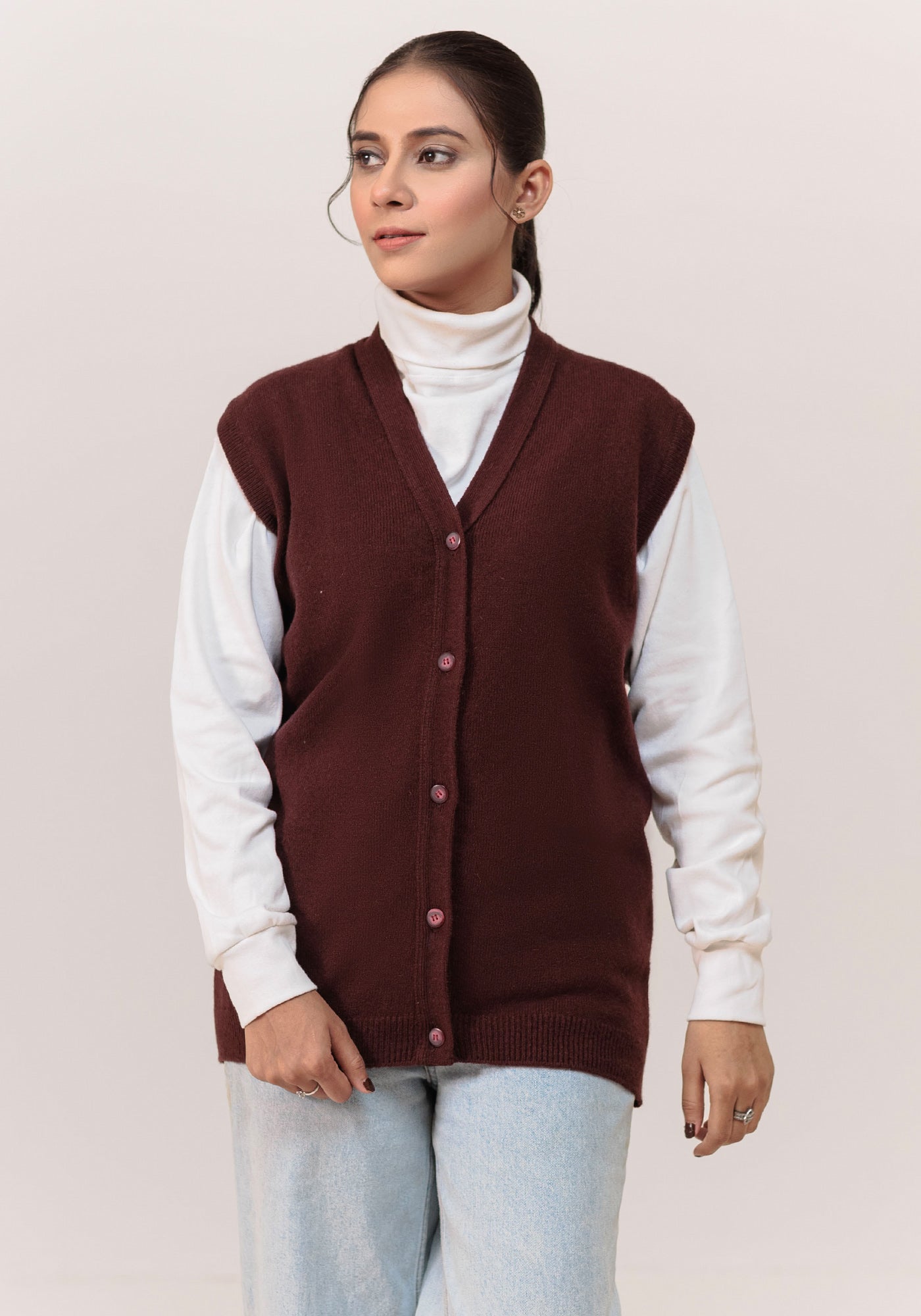 100% Lambswool Plain Sleeve Less Cardigan – Oxford Store