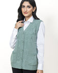 Acrylic Wool Sleeve Less Cardigan