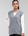 100% Lambswool Sleeve Less Cardigan