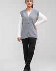 100% Lambswool Sleeve Less Cardigan