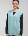100% Lambswool Sleeve Less Cardigan