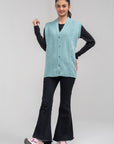 100% Lambswool Sleeve Less Cardigan