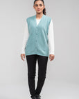 100% Lambswool Sleeve Less Cardigan