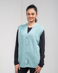 100% Lambswool Sleeve Less Cardigan