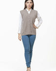 100% Lambswool Sleeve Less Cardigan