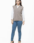 100% Lambswool Sleeve Less Cardigan