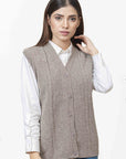 100% Lambswool Sleeve Less Cardigan