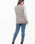100% Lambswool Sleeve Less Cardigan