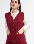 Acrylic Wool Sleeve Less Cardigan