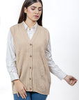 100% Lambswool Sleeve Less Cardigan