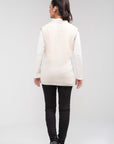100% Lambswool Sleeve Less Cardigan