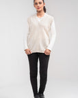 100% Lambswool Sleeve Less Cardigan