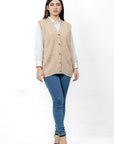 100% Lambswool Sleeve Less Cardigan