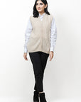 100% Lambswool Sleeve Less Cardigan