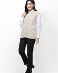 100% Lambswool Sleeve Less Cardigan