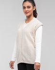 100% Lambswool Sleeve Less Cardigan