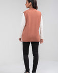 100% Lambswool Sleeve Less Cardigan