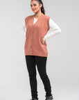 100% Lambswool Sleeve Less Cardigan