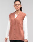 100% Lambswool Sleeve Less Cardigan
