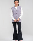100% Lambswool Sleeve Less Cardigan