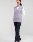 100% Lambswool Sleeve Less Cardigan