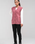 100% Lambswool Sleeve Less Cardigan