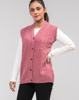 100% Lambswool Sleeve Less Cardigan