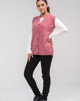 100% Lambswool Sleeve Less Cardigan
