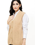 100% Lambswool Sleeveless Cardigan