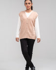100% Lambswool Sleeve Less Cardigan