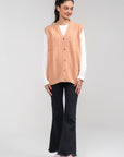 100% Lambswool Sleeve Less Cardigan