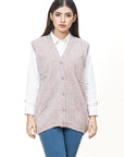 100% Lambswool Sleeve Less Cardigan