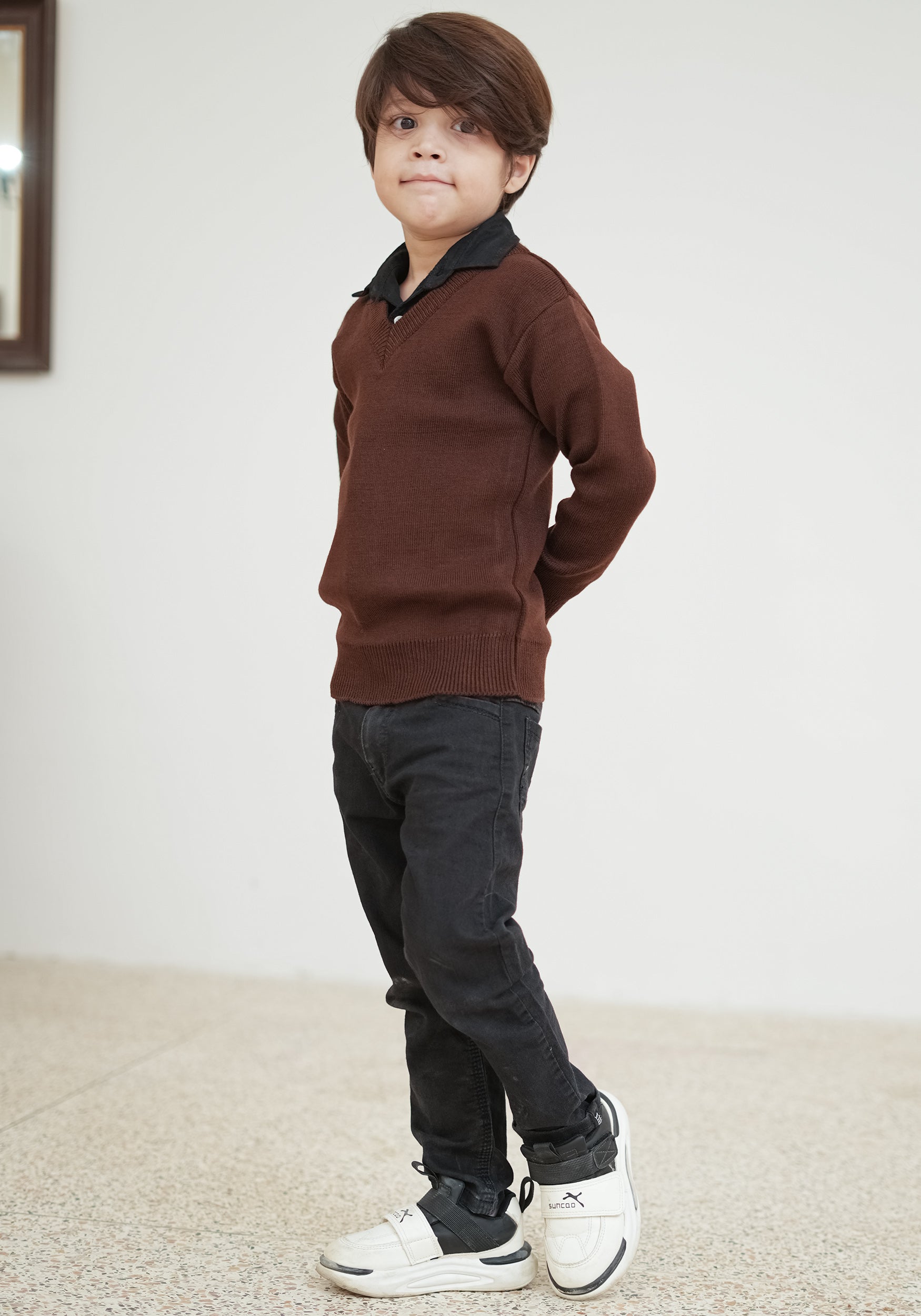 Wool Blend Pullover Brown Sweater Kids