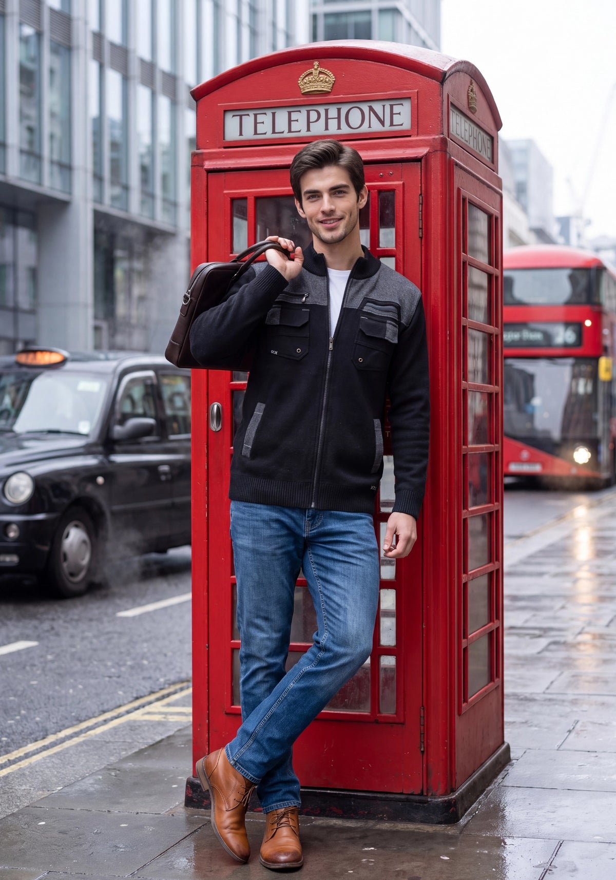 Soft Acrylic Wool Black Zipper