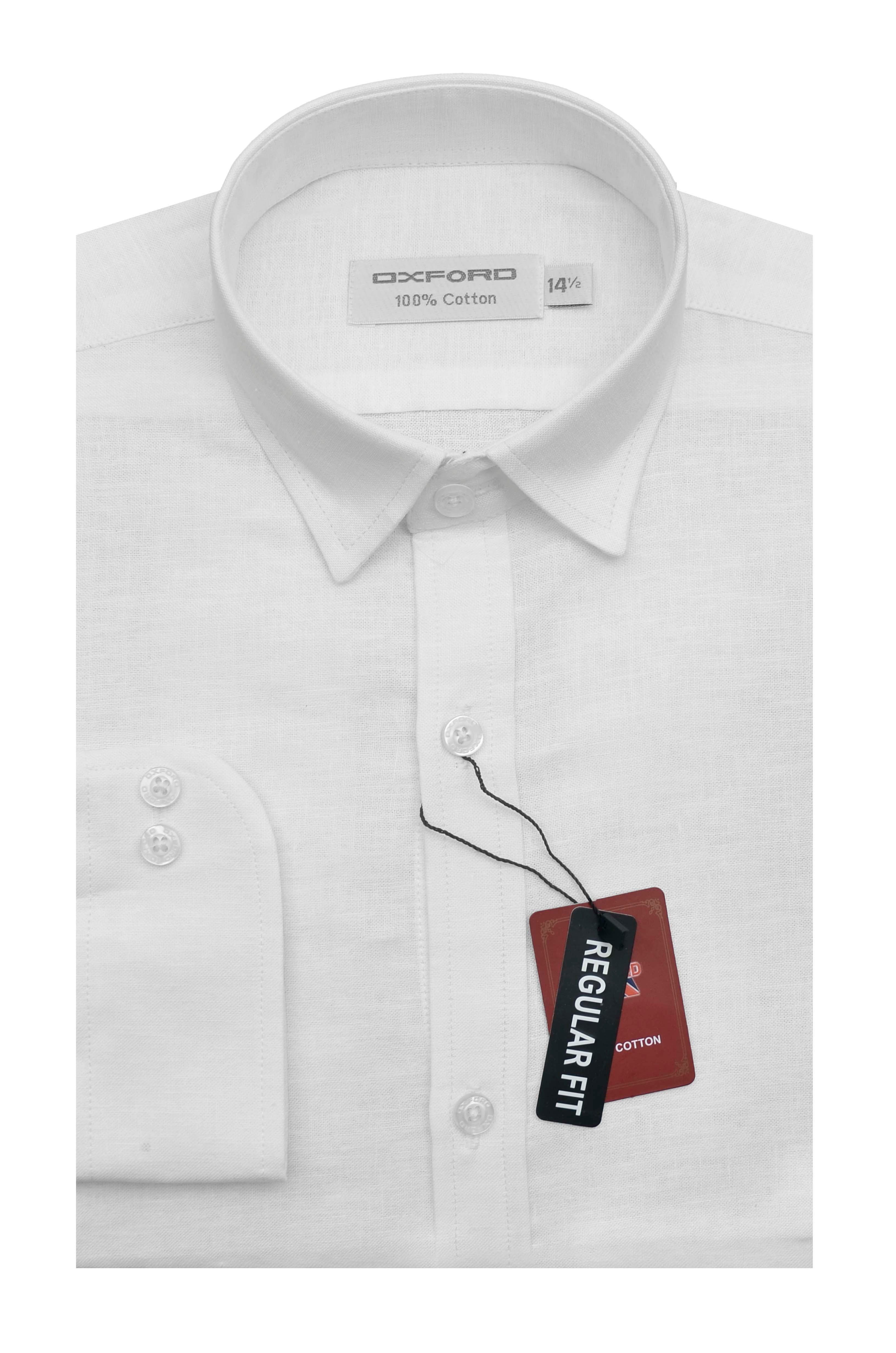 100% Cotton-Linen White Formal Shirt