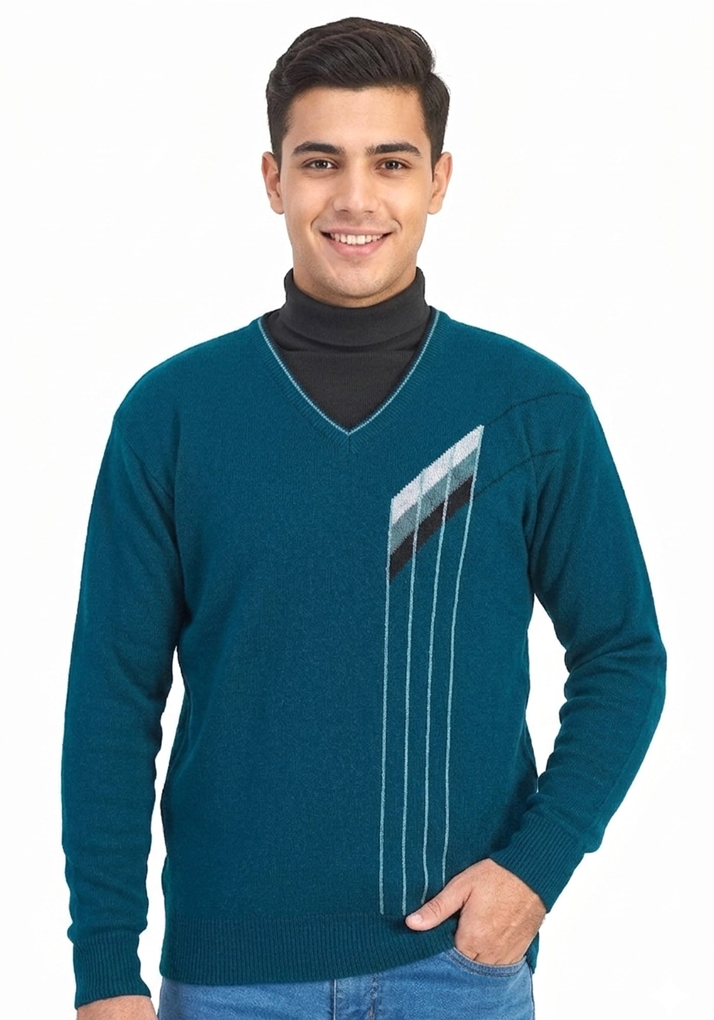 100% Lambswool Pullover Petrol