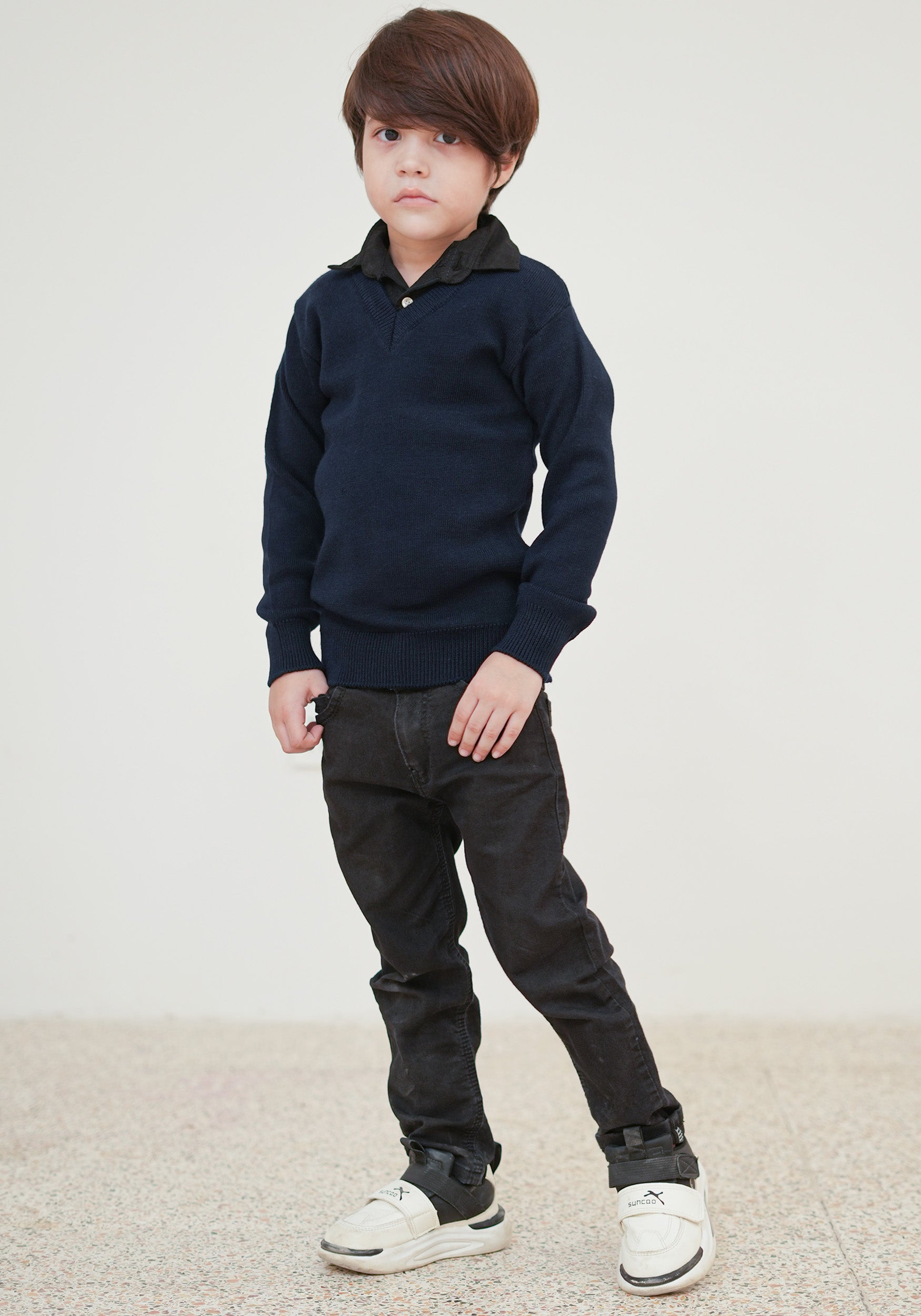 Wool Blend Pullover Navy Blue Sweater Kids