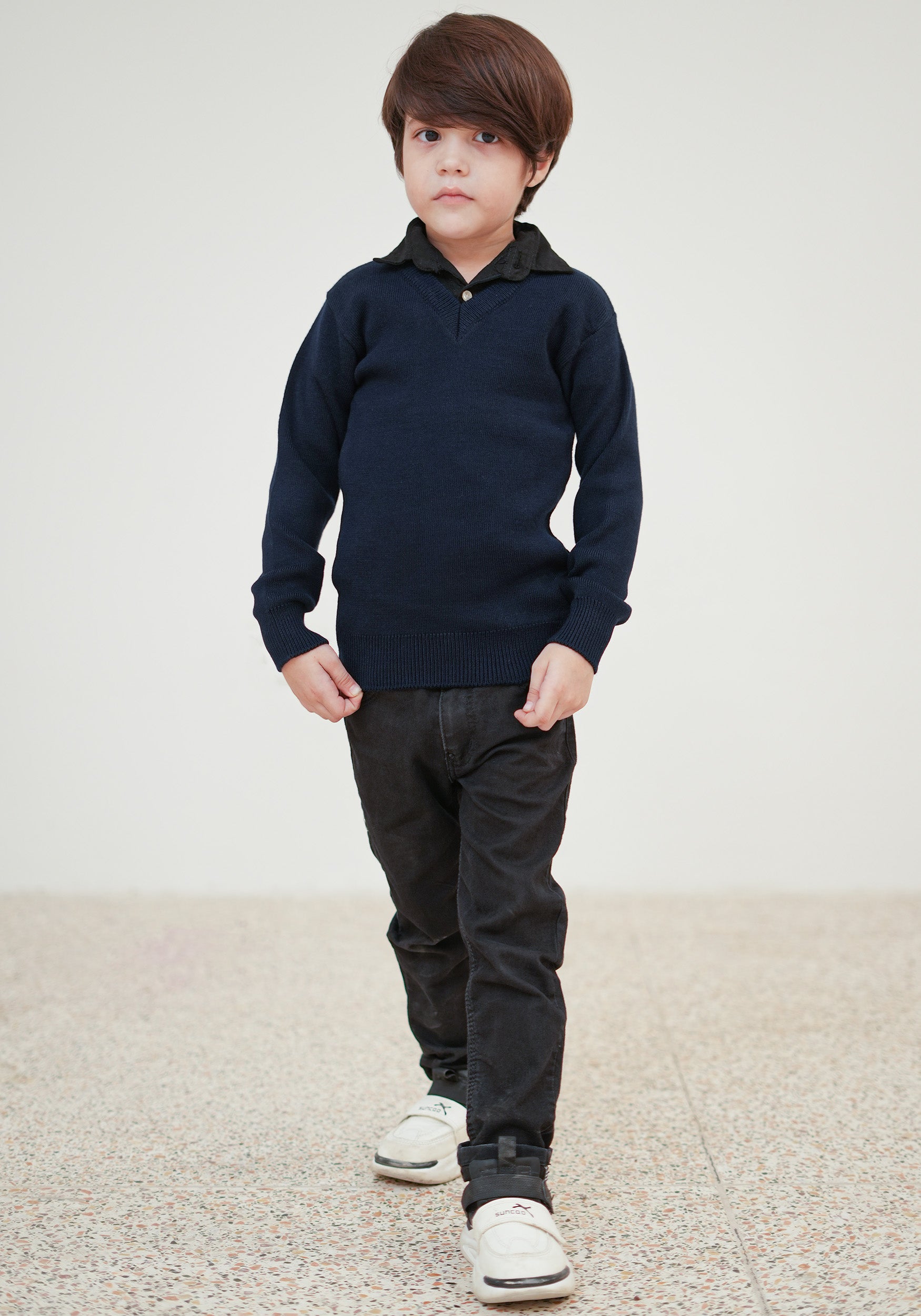 Wool Blend Pullover Navy Blue Sweater Kids