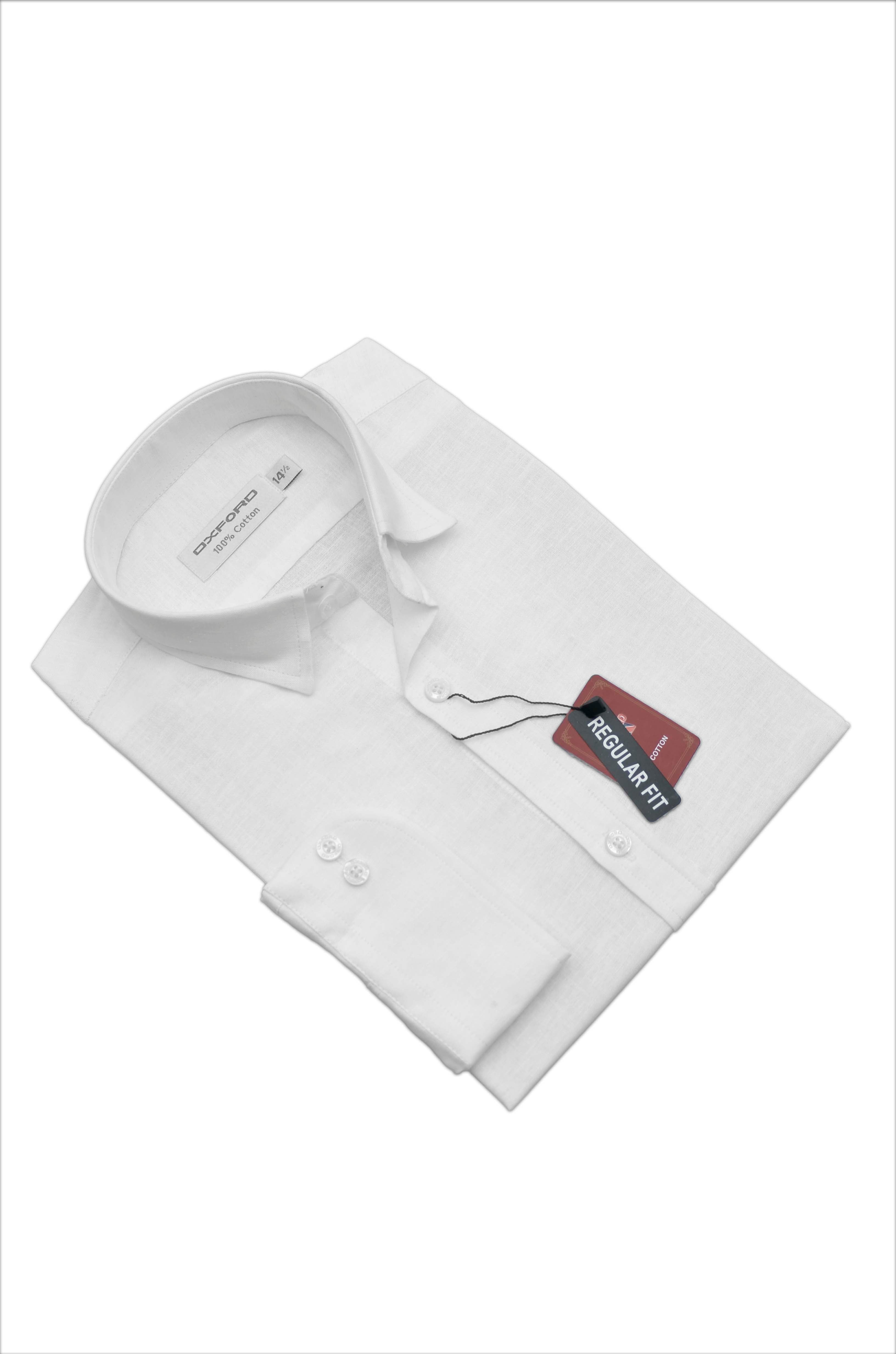 100% Cotton-Linen White Formal Shirt